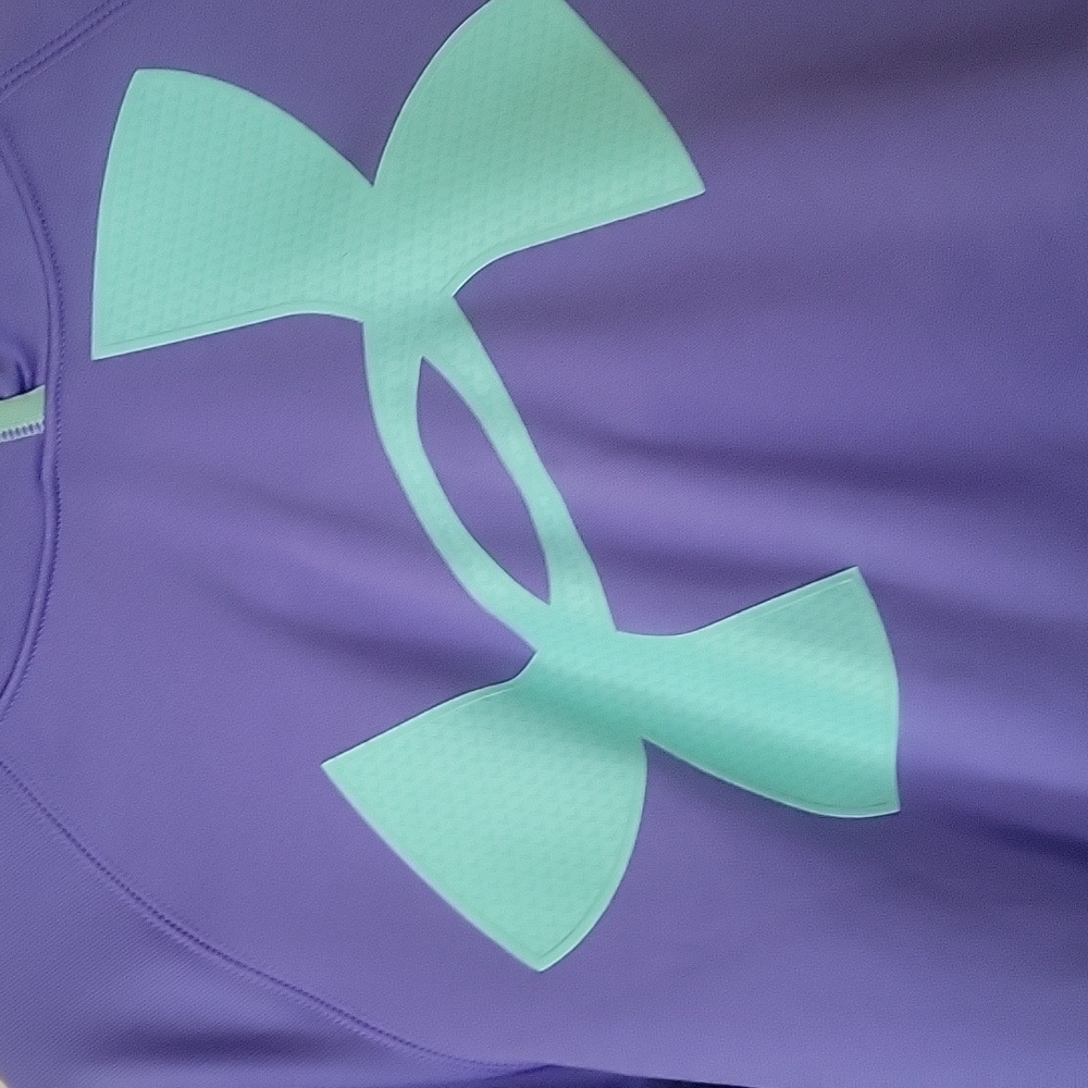Under Armour Purple Pullover Hoodie with Aqua Logo - Picture 2 of 5